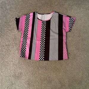 SHEIN Pink and Black Striped Blouse